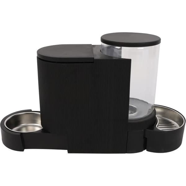 M.PETS DUPLO foder- och vattendispenser 1,3kg/3L - 40x16,2x29,1 cm - Svart Svart