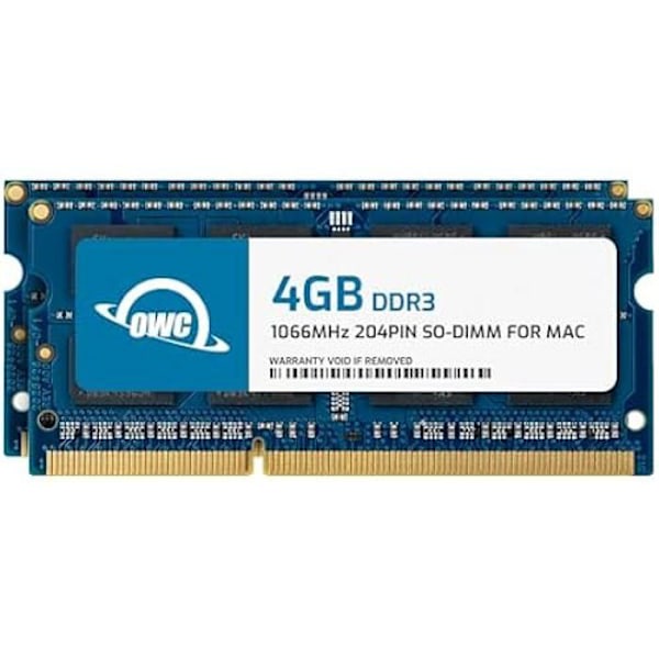 Minnesuppgraderingskit - OWC - 8 GB (2x4 GB) - DDR3 1066 MHz - 204 pinnarna - Livstidsgaranti