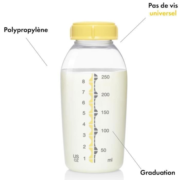 Medela nappflaskor - Set med 2 - 250ml - För förvaring och barnmat