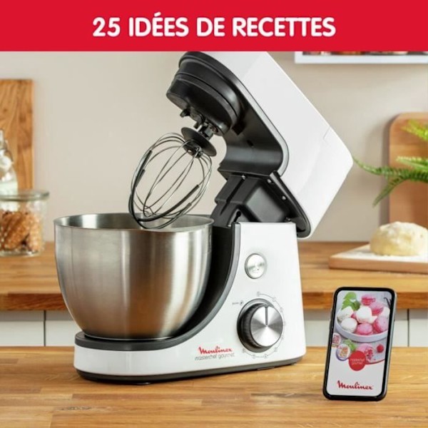 Masterchef MOULINEX QA510110 Bakverksrobot, 1100W effekt, 8 hastigheter, Pulsfunktion, 4,6L skål, Metallbakelsesats -
