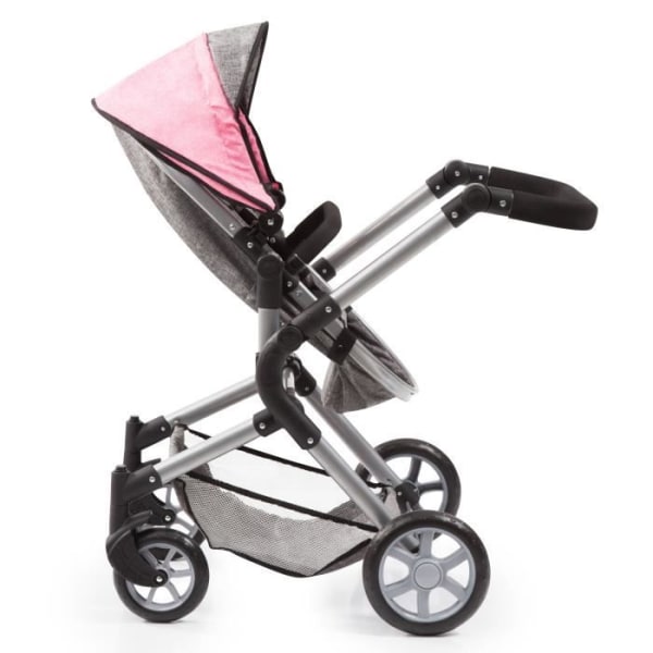 BAYER Neo Star dockvagn grå och rosa med axelväska och integrerad justerbar varukorg - konvertibel barnvagn