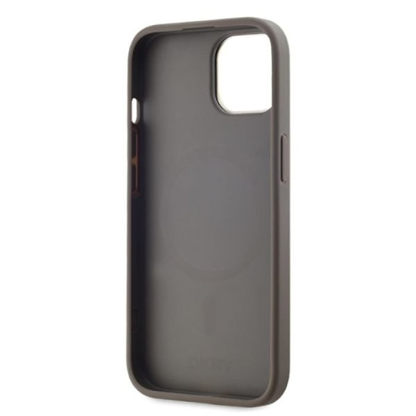 IPhone 15-fodral - DKNY läderrutigt mono-mönster MagSafe (DKHMP15SPCPVSLE) - Beige