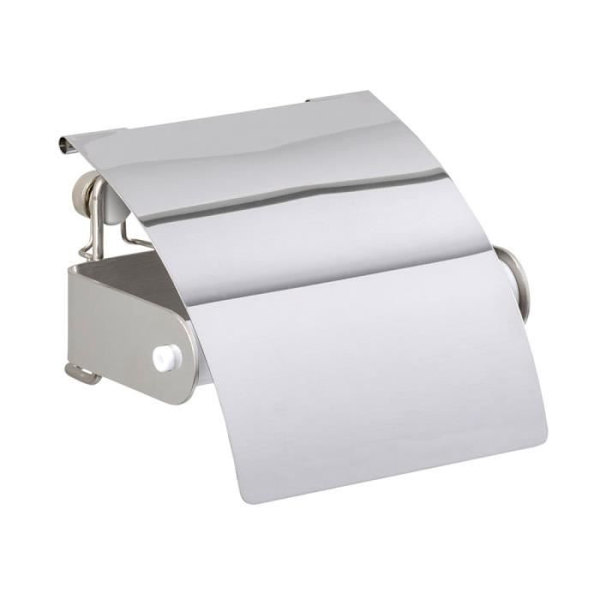 WENKO Premium Plus toalettpappershållare, väggmonterad toalettpappershållare, rostfritt stål, 14x8,5x12,5 cm, blank Lysande