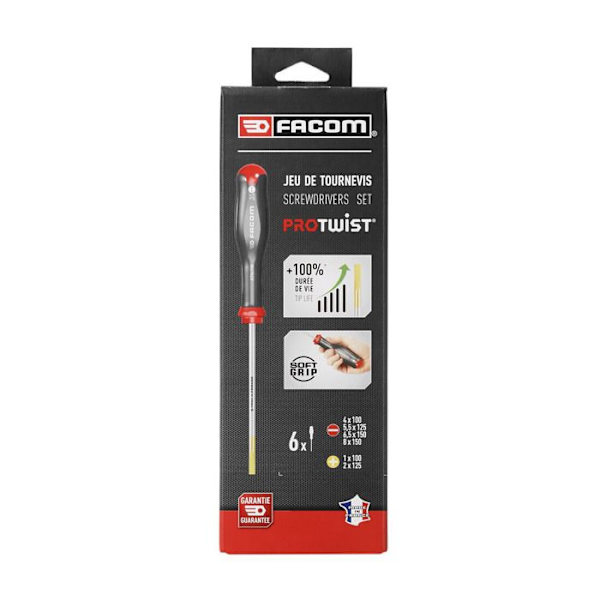 Skruvmejselset - FACOM - ATP.J6PB - Kemikaliebeständig - Optimerad ergonomi - Soft Grip