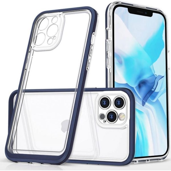 Hurtel - 187730281 - Clear 3in1 skal för iPhone 12 Pro Max i gel med blå ram