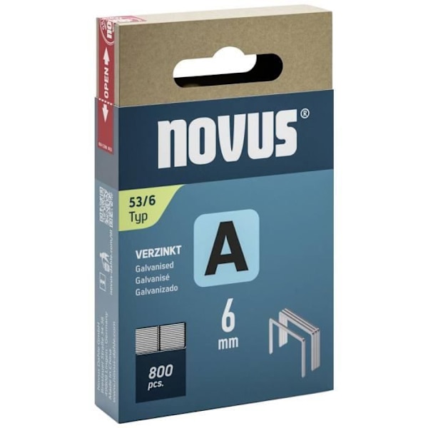 Fintrådsklammer - NOVUS - Typ 53 - 800 st - Mått 6mm x 11,3mm