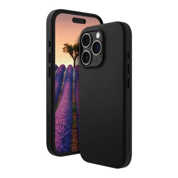 Skyddande Fodral - DBRAMANTE1928 - iPhone 16 Pro Max - Förstärkt - Svart Läder - MagSafe Svart
