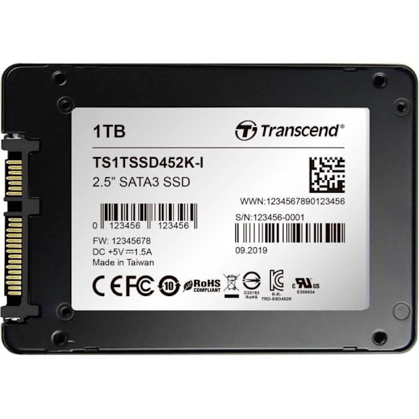 TRANSCEND SSD452K-I 1TB intern hårddisk - SATA III 6Gb/s - Banbrytande 3D NAND-teknik