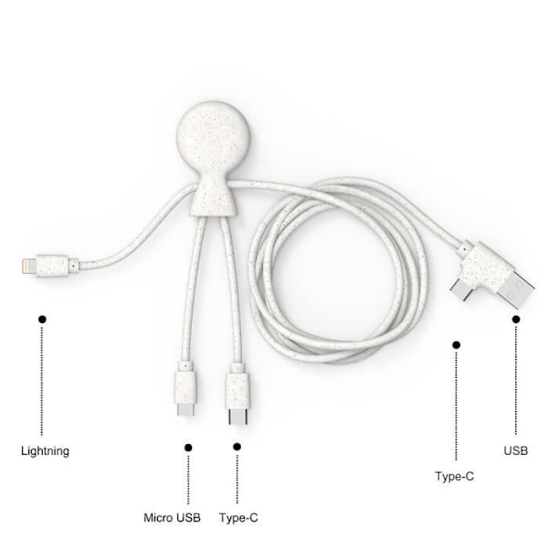 Mr BIO USB A+C/micro USB & USB C & Lightning kabel 1m Vit Xoopar