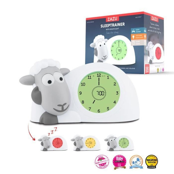 Lekfull barnväckarklocka Sam The Grey Lamb - ZAZU - Väckarklocka - Unisex - Från födseln Grå