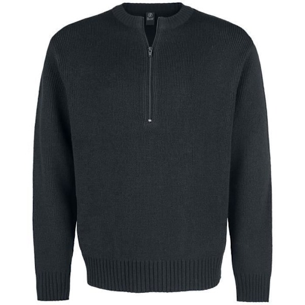 Pull Army Homme - BRANDIT - Svart - 100% Polyakryl - Regular fit - Klassisk krage Svart M