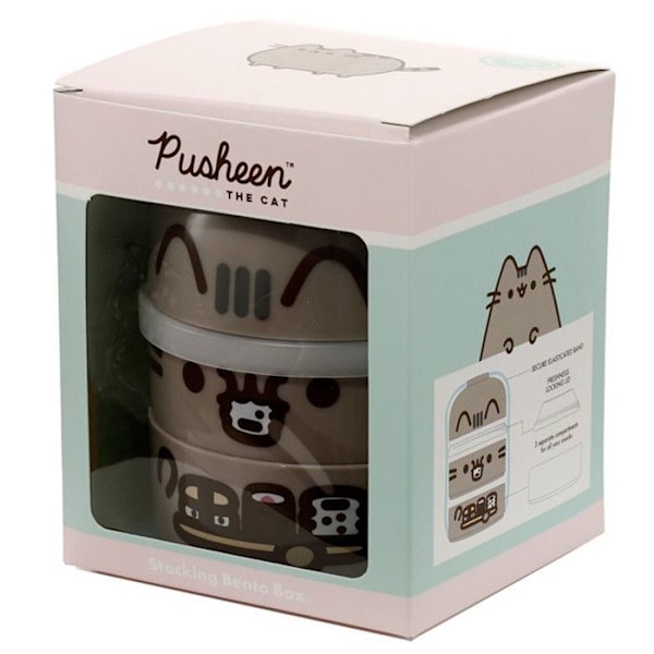 Bento Matlåda - Pusheen - Rund - 13cm - Utan BPA - Ej mikrovågsugnssäker brun svart