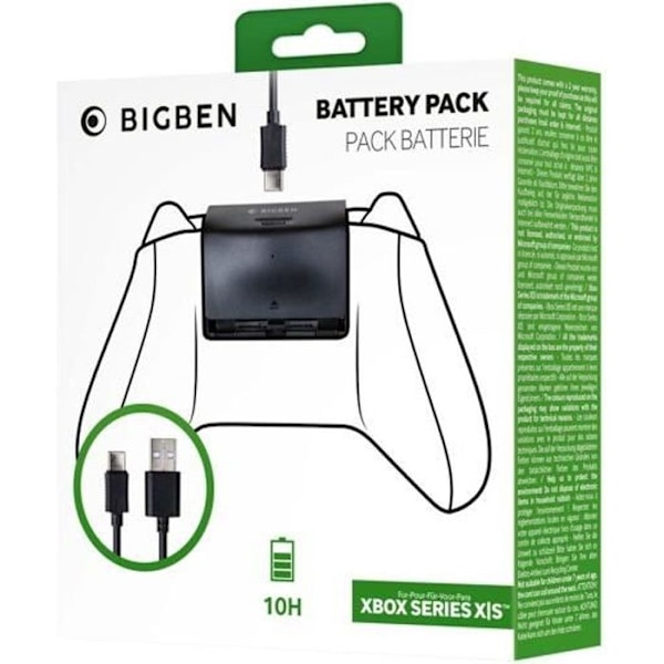 Laddningspack - Xbox - Series-kontroll - 1 batteri 1400mAh - USB-C-kabel 3m - Upp till 10 timmar trådlös spelning