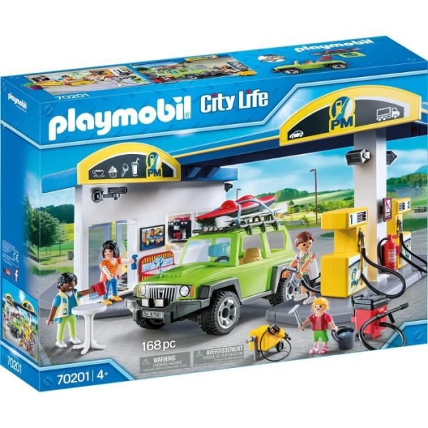 PLAYMOBIL City Life bensinstation med 4 tecken och en 4x4 bil
