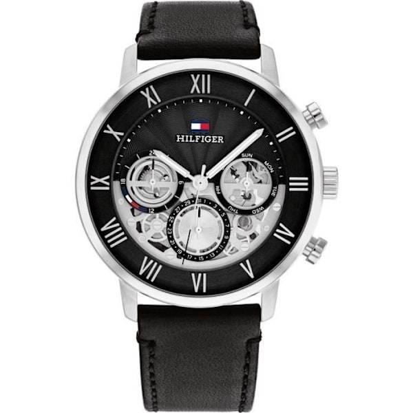 Klocka - Tommy Hilfiger - 1710565 - Svart läder - 44 mm - Vattentålig 5 bar Svart