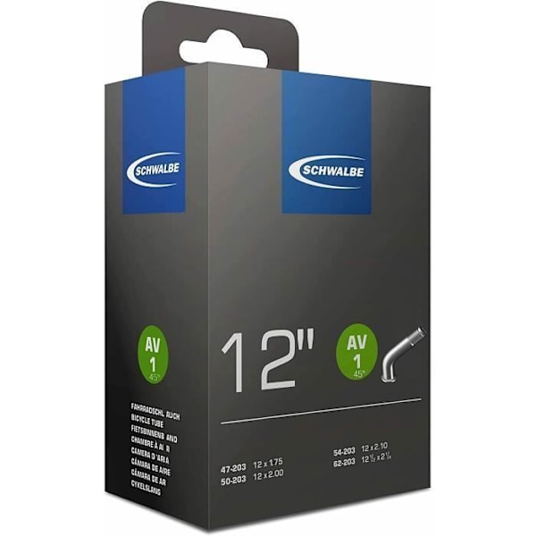 Schwalbe Innerslang - 12 x 1,75/2,10 - Bilventil 45° vinklad - Svart Svart
