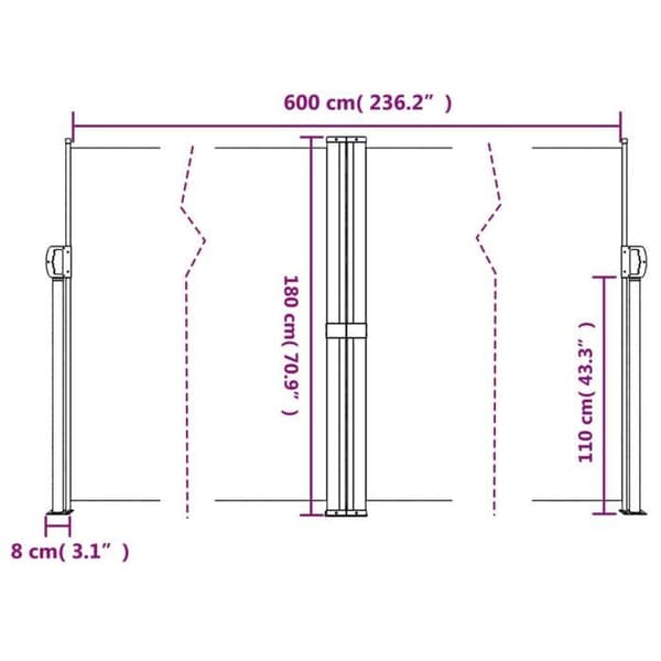 vidaXL Utdragbart sidotak kräm 180x600 cm 4004640