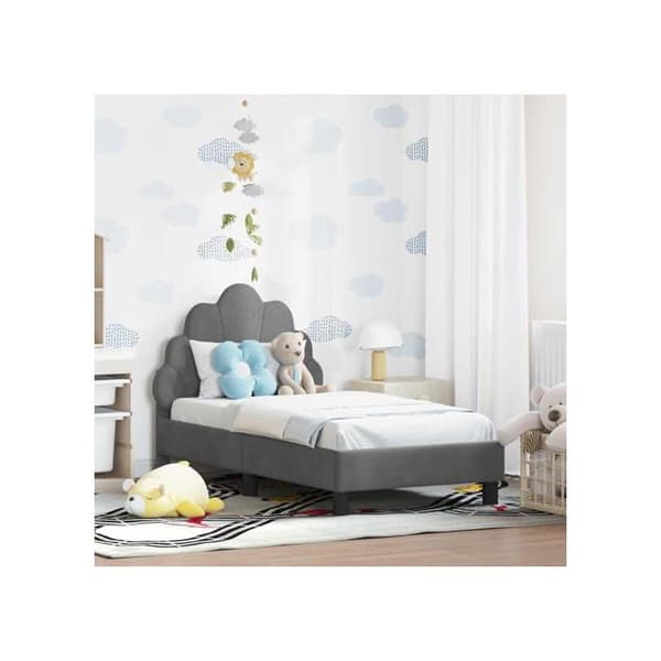 Modern sängram - vidaXL - Mörkgrå - Sammet - 148x80x79 cm - Maximal vikt 140 kg - Lamellram Mörkgrå