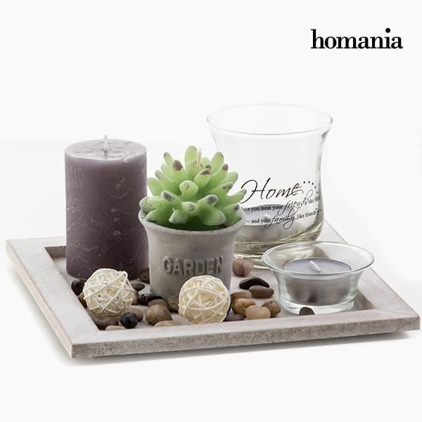 Homania Centerpiece - Ljus & Trädgård - Keramiska ljushållare - Vit, lila och grön Vitt, lila och grönt