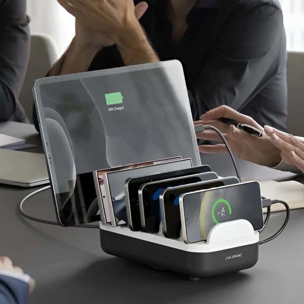 Powerfin Laddstation 10 USB-C-portar 100W Hög Effektivitet A-Logic Grå Grå