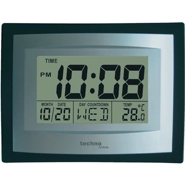 Väggklocka - TechnoLine - X 8004 Jumbo - Kvarts - Svart - 40 cm - Inomhus Svart silver