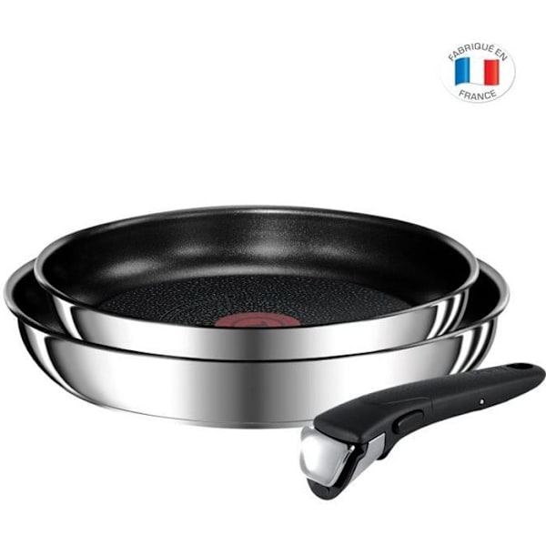 TEFAL L9409002 Ingenio Préférence Set med 2 stekpannor 22/26 cm, induktion, non-stick, patenterad avtagbart handtag, tillverkad i Frankrike