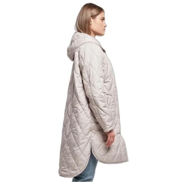 Damsparkas med huva Urban Classics Oversized Diamond Quilted Grå S