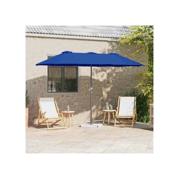 Fällbar trädgårdsparasol - vidaXL - Blå - 370x197x239 cm - Målad stålrör - Andningsbar polyesterduk Blå
