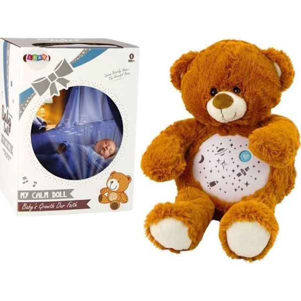 Peluche Leantoys - 18052 - Plyssebrun bjørn med nattlys, dag- og nattlyder.
