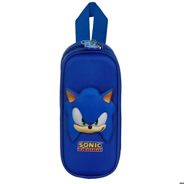 Trousse Dubbel 3D - Sonic Face - Blå - En Storlek Blå