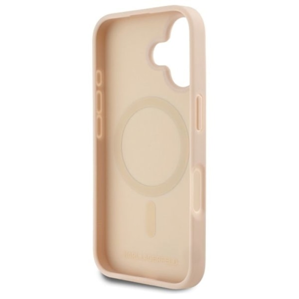 iPhone 16 Fodral - Karl Lagerfeld Läder MagSafe (KLHMP16SPKHPORPP) - Rosa Hot Stamp