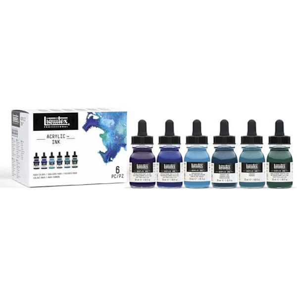 Akrylfärg - Liquitex Pro - Aqua färger - 6 flaskor om 30ml - Kalligrafi Akvafärger