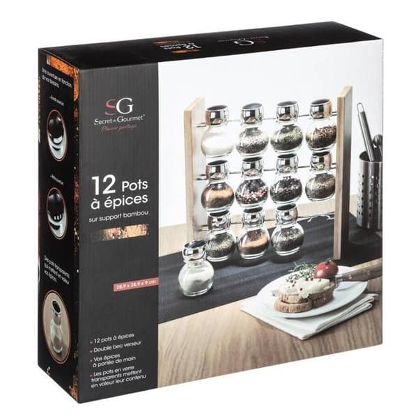 Stöd 12 kryddburkar i bambu - 5five beige
