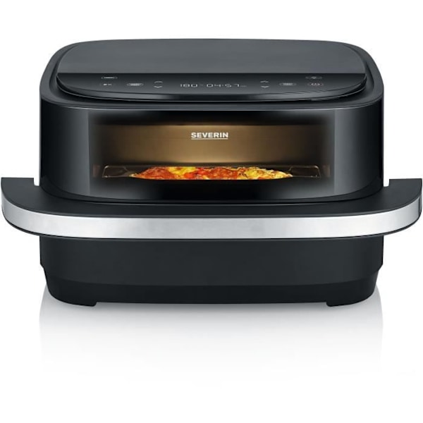 Pizzaugn - luftfritös - SEVERIN - FR2464 - 2100 W - 4 L - Justerbar termostat - 10 program - Svart svart och grått