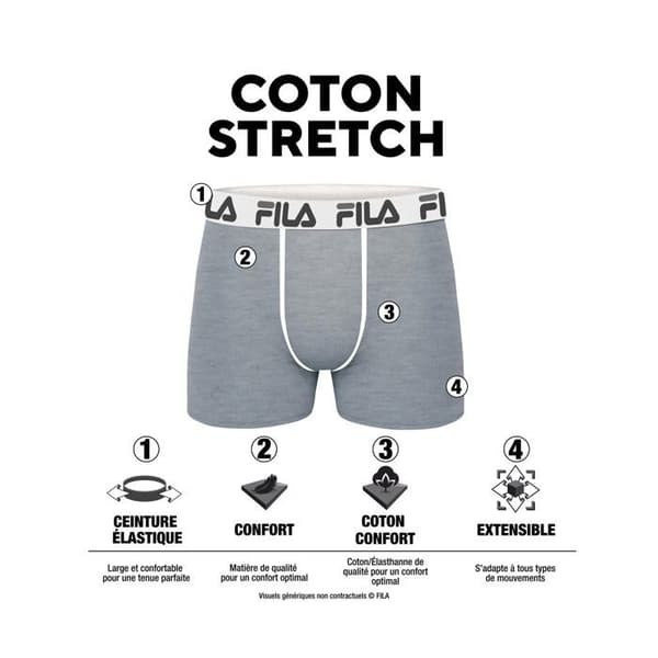 Fila Boxer Herr Caleçon Herr - Grå (Pack om 4) Grå XXL
