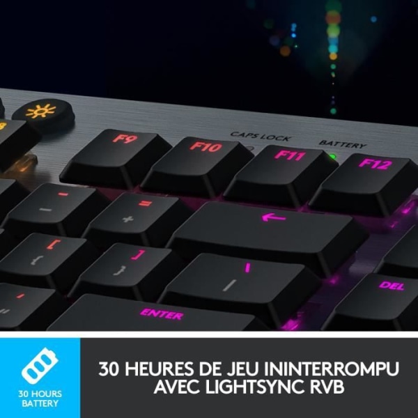 Mekaniskt speltangentbord - LOGITECH G - G915 LIGHTSPEED RGB - Trådlöst - GL Taktil - Svart