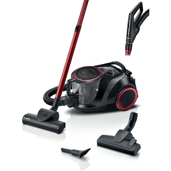 BOSCH BGS41POW1 Påslös dammsugare - ProPower - svart - 700W - 72 dB - Hepa 13 - 10m - 2,4L Svart och röd