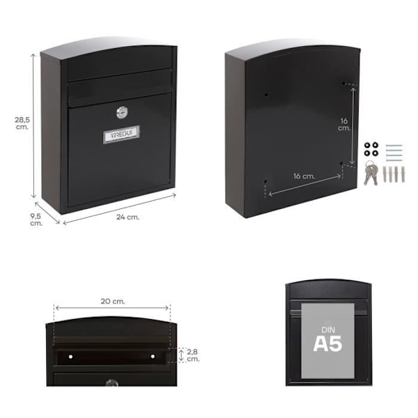ARREGUI Compact E5734 stålpostlåda, utomhuspostlåda, väggmonterad postlåda, regntät