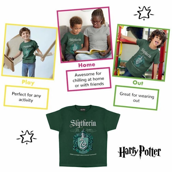 Popgear T-shirt - HAR00307BTS - Harry Potter Slytherin Crest Trendig T-shirt för pojkar skog grön S