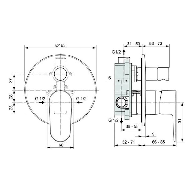 Ideal Standard Cerafine O Dolt badkarsarmatur med stomme, krom A7193AA
