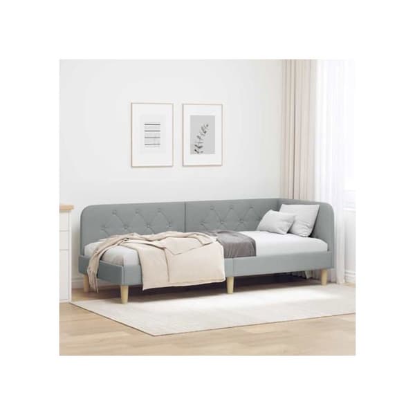 Sängram i tyg - vidaXL - Ljusgrå - 80x200 cm - L-formad design - Mångsidig soff-säng Ljusgrått