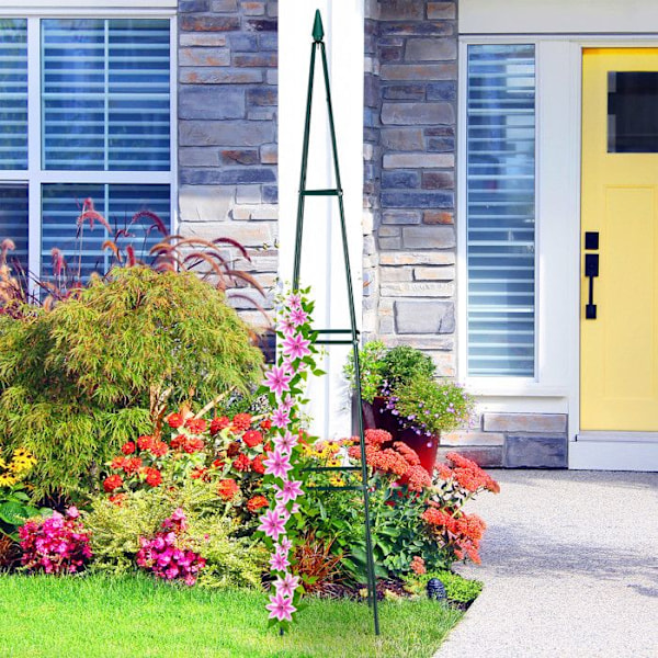 Relaxdays Garden Stake, 192 cm hög pyramid, Rosenbuskepelare, Klätterväxtbåge, Båge, järn, mörkgrön Mörkgrön