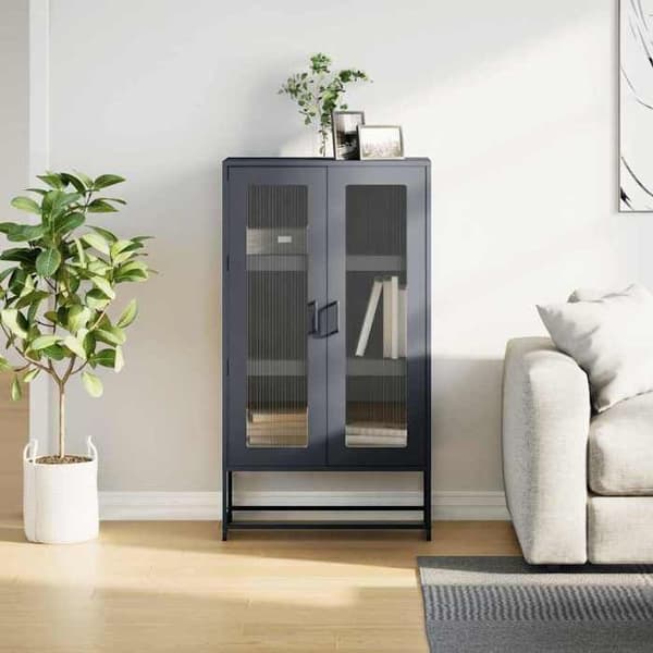 vidaXL Buffé hög antracit 68x39x123 cm stål 853358.
