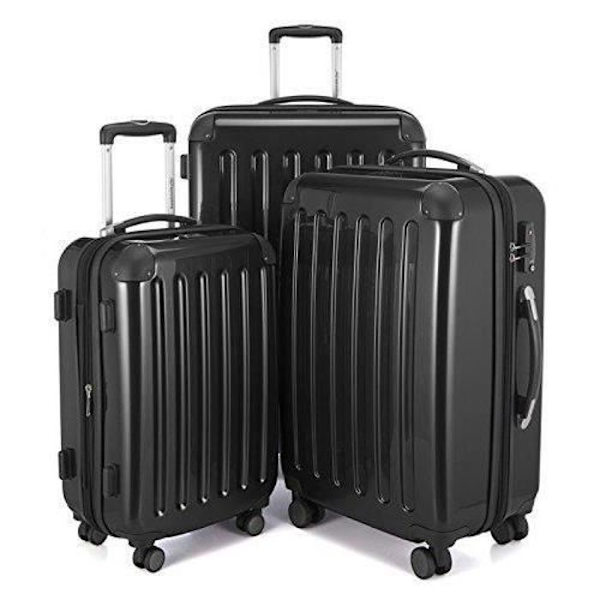 Set med 3 hårda resväskor - HAUPTSTADTKOFFER - Alex - Glossy Black - TSA hänglås - 235 liter Skinande svart