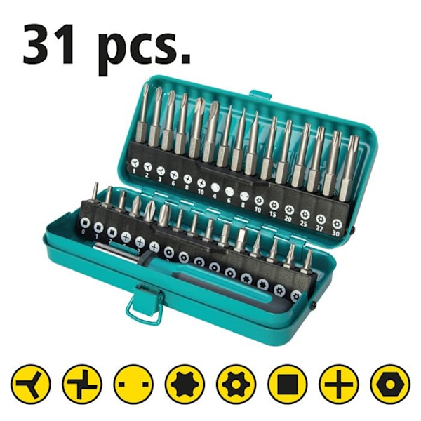 Säkerhetsskruvmejselbitssats - WOLFCRAFT - 1386000 - Torxbits - Längd 25 eller 50 mm Grå och blå