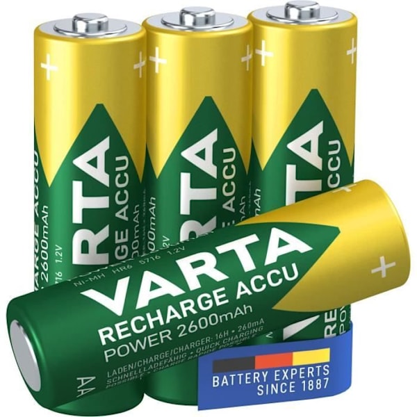 LADDA batteri NiMH Power Mignon (AA) med 2600mAh - 4 stycken Grön / Gul