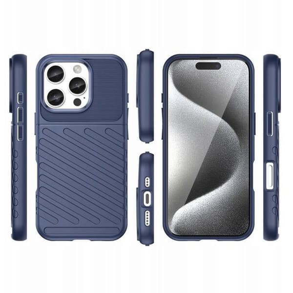Coque - HURTEL - Thunder Case - iPhone 16E - Silikon - Mjuk - Blå blå