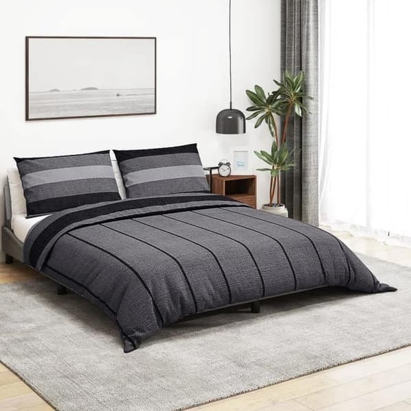 vidaXL Påslakanset Mörkgrå 200x200 cm Bomull 136429