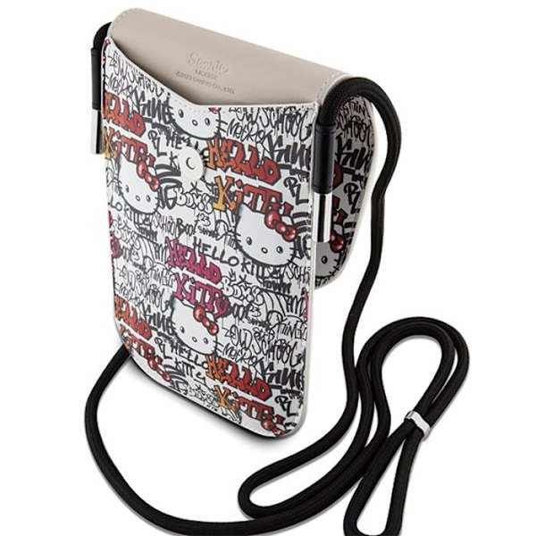 Axelväska i läder med Hello Kitty graffiti snöre (beige) beige