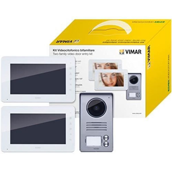 VIMAR Kit för tvåfamiljers videotelefon med multikontakts strömblock, vit/grå - K40911